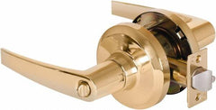 Stanley - Grade 1 Entrance Lever Lockset - 2-3/4" Back Set, Key In Lever Cylinder, Brass Alloy, Bright Brass Finish - Americas Industrial Supply