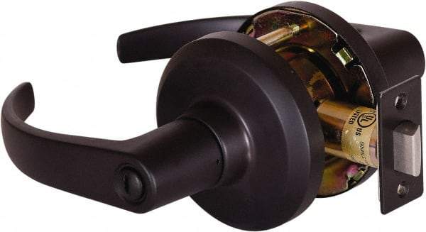 Stanley - Grade 1 Privacy Lever Lockset - 2-3/4" Back Set, Keyless Cylinder, Brass Alloy, Oil Rubbed Bronze Finish - Americas Industrial Supply