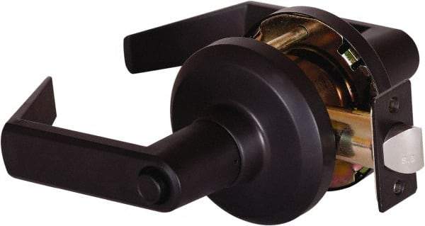Stanley - Grade 1 Privacy Lever Lockset - 2-3/4" Back Set, Keyless Cylinder, Brass Alloy, Oil Rubbed Bronze Finish - Americas Industrial Supply