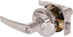 Stanley - Grade 1 Privacy Lever Lockset - 2-3/4" Back Set, Keyless Cylinder, Brass Alloy, Bright Chrome Finish - Americas Industrial Supply