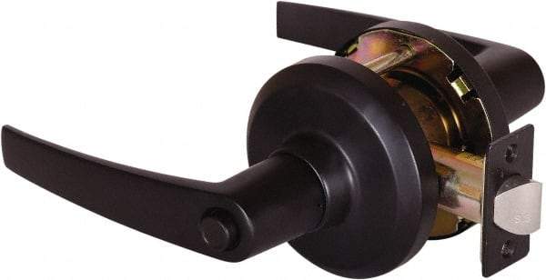 Stanley - Grade 1 Privacy Lever Lockset - 2-3/4" Back Set, Keyless Cylinder, Brass Alloy, Oil Rubbed Bronze Finish - Americas Industrial Supply