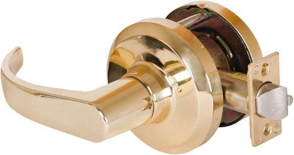 Stanley - Grade 1 Communicating Lever Lockset - 2-3/4" Back Set, Key In Lever Cylinder, Brass Alloy, Bright Brass Finish - Americas Industrial Supply