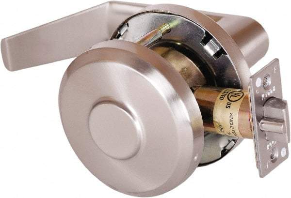 Stanley - Grade 1 Communicating Lever Lockset - 2-3/4" Back Set, Key In Lever Cylinder, Brass Alloy, Satin Nickel Finish - Americas Industrial Supply