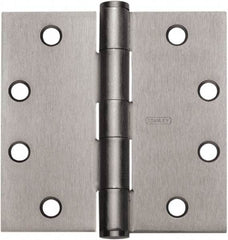 Stanley - 4-1/2" Long x 4-1/2" Wide Carbon Alloy Steel Full Mortise Hinge - Prime Coat Gray Finish, 5 Knuckles, 8 Holes - Americas Industrial Supply