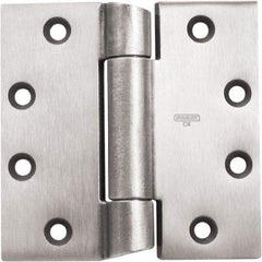 Stanley - 4-1/2" Long x 4-1/2" Wide 304 Stainless Steel Full Mortise Hinge - Prime Coat Gray Finish, 3 Knuckles, 8 Holes - Americas Industrial Supply