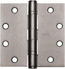 Stanley - 3-1/2" Long x 3-1/2" Wide 304 Stainless Steel Full Mortise Hinge - Satin Stainless Steel Finish, 5 Knuckles, 6 Holes - Americas Industrial Supply