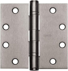 Stanley - 4" Long x 4" Wide Carbon Alloy Steel Full Mortise Hinge - Satin Chrome Plated Finish, 5 Knuckles, 8 Holes - Americas Industrial Supply