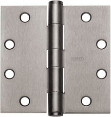 Stanley - 4-1/2" Long x 4" Wide 304 Stainless Steel Full Mortise Hinge - Satin Stainless Steel Finish, 5 Knuckles, 8 Holes - Americas Industrial Supply