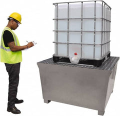 UltraTech - 370 Gal Sump Capacity, Galvanized Steel Spill Pallet - 57" Long x 57" Wide x 35" High, 5,650 Lb Capacity, 1 Totes, Includes Grate, Fork Liftable - Americas Industrial Supply