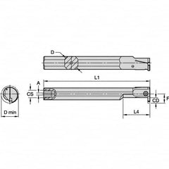 Kennametal - 1" Min Bore Diam, 180mm OAL, 3/4" Shank Diam, A-EVE Indexable Boring Bar - 1-1/2" Max Bore Depth, EG0160M1FP02 Insert - Americas Industrial Supply