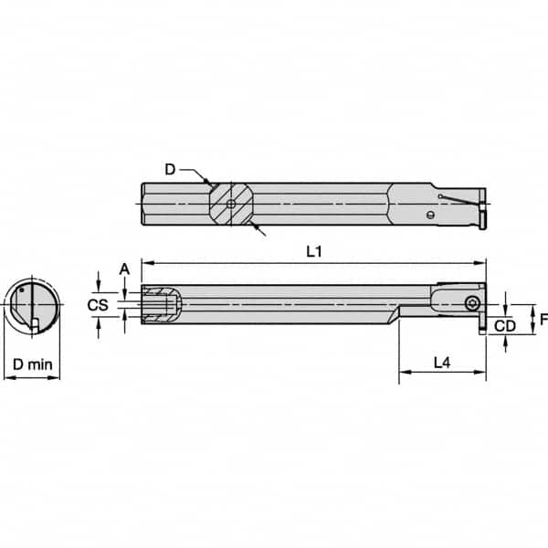 Kennametal - 5/8" Min Bore Diam, 125mm OAL, 1/2" Shank Diam, A-EVE Indexable Boring Bar - 1" Max Bore Depth, EG0160M1FP02 Insert - Americas Industrial Supply