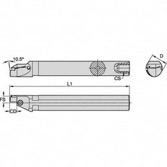 Kennametal - 33mm Min Bore Diam, 250mm OAL, 32mm Shank Diam, A-EVS-A Indexable Boring Bar - 12mm Max Bore Depth, EG0300M03P02 Insert - Americas Industrial Supply