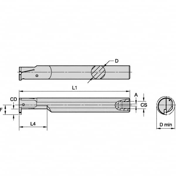 Kennametal - 16mm Min Bore Diam, 125mm OAL, 12mm Shank Diam, A-EVE Indexable Boring Bar - 24mm Max Bore Depth, EG0200M02P02 Insert - Americas Industrial Supply