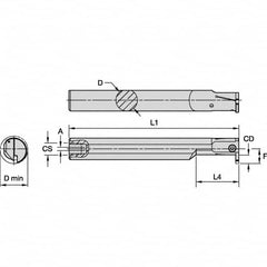 Kennametal - 25mm Min Bore Diam, 180mm OAL, 20mm Shank Diam, A-EVE Indexable Boring Bar - 40mm Max Bore Depth, EG0200M02P02 Insert - Americas Industrial Supply