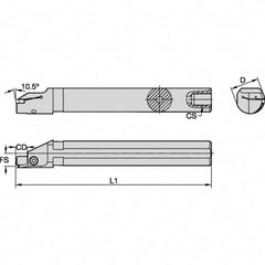 Kennametal - 41mm Min Bore Diam, 300mm OAL, 1-1/2" Shank Diam, A-EVS-A Indexable Boring Bar - 12mm Max Bore Depth, EG0300M03P02 Insert - Americas Industrial Supply