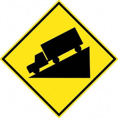 NMC - "Truck", 30" Wide x 30" High, Aluminum Traffic Control Signs - 0.08" Thick, Black on Yellow, High Intensity Reflectivity, Diamond, Post Mount - Americas Industrial Supply