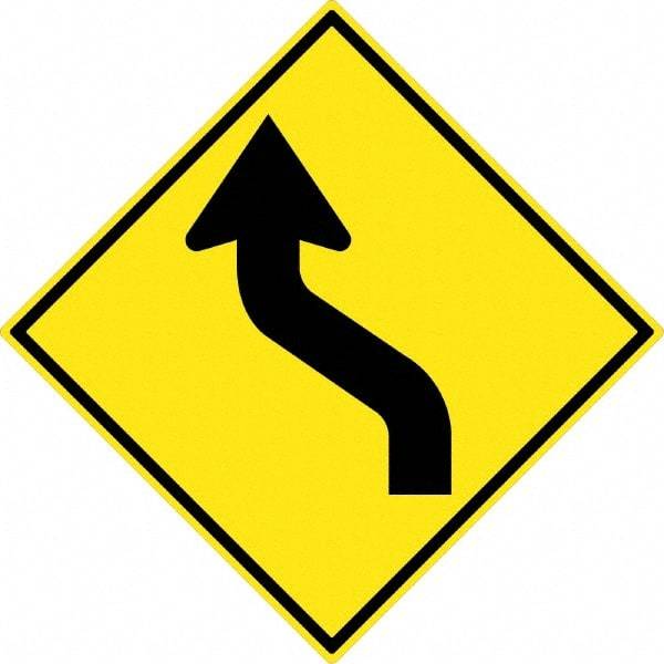 NMC - "Lane Shift Right Arrow", 30" Wide x 30" High, Aluminum Traffic Control Signs - 0.08" Thick, Black on Yellow, High Intensity Reflectivity, Diamond, Post Mount - Americas Industrial Supply