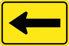 NMC - "Left Arrow", 30" Wide x 30" High, Aluminum Traffic Control Signs - 0.08" Thick, Black on Yellow, High Intensity Reflectivity, Diamond, Post Mount - Americas Industrial Supply