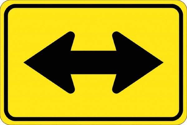 NMC - "Double Arrow", 30" Wide x 30" High, Aluminum Traffic Control Signs - 0.08" Thick, Black on Yellow, High Intensity Reflectivity, Diamond, Post Mount - Americas Industrial Supply