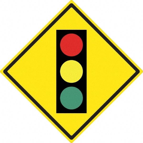 NMC - "Stop Light", 24" Wide x 24" High, Aluminum Traffic Control Signs - 0.08" Thick, Black, Red, Yellow, Green, High Intensity Reflectivity, Diamond, Post Mount - Americas Industrial Supply