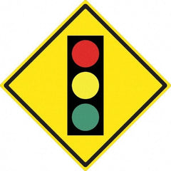 NMC - "Stop Light", 24" Wide x 24" High, Aluminum Traffic Control Signs - 0.08" Thick, Black, Red, Yellow, Green, High Intensity Reflectivity, Diamond, Post Mount - Americas Industrial Supply