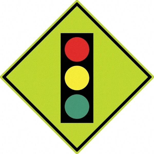 NMC - "Stop Light", 30" Wide x 30" High, Aluminum Traffic Control Signs - 0.08" Thick, Black, Red, Yellow, Green, Diamond Grade Reflectivity, Diamond, Post Mount - Americas Industrial Supply