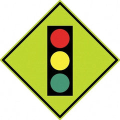 NMC - "Stop Light", 30" Wide x 30" High, Aluminum Traffic Control Signs - 0.08" Thick, Black, Red, Yellow, Green, Diamond Grade Reflectivity, Diamond, Post Mount - Americas Industrial Supply