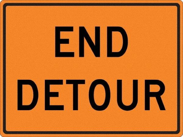 NMC - "End Detour", 30" Wide x 30" High, Aluminum Construction Roadway Signs - 0.08" Thick, Black on Orange, High Intensity Reflectivity, Diamond, Post Mount - Americas Industrial Supply