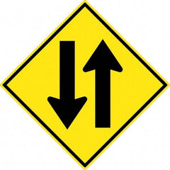 NMC - "Up and Down Arrow", 30" Wide x 30" High, Aluminum Traffic Control Signs - 0.08" Thick, Black on Yellow, High Intensity Reflectivity, Diamond, Post Mount - Americas Industrial Supply