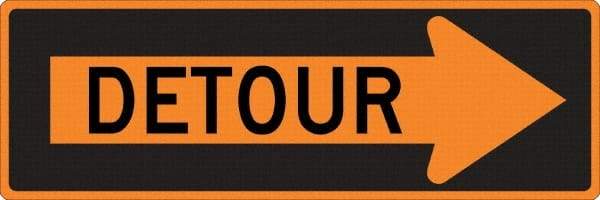 NMC - "Right Detour Inside", 30" Wide x 30" High, Aluminum Traffic Control Signs - 0.08" Thick, Black on Orange, High Intensity Reflectivity, Diamond, Post Mount - Americas Industrial Supply