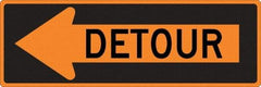 NMC - "Left Detour Inside", 30" Wide x 30" High, Aluminum Traffic Control Signs - 0.08" Thick, Black on Orange, High Intensity Reflectivity, Diamond, Post Mount - Americas Industrial Supply