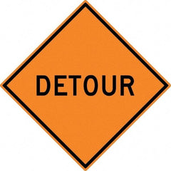 NMC - "Detour", 30" Wide x 30" High, Aluminum Traffic Control Signs - 0.08" Thick, Black on Orange, High Intensity Reflectivity, Diamond, Post Mount - Americas Industrial Supply