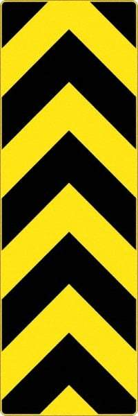 NMC - "Chevron", 12" Wide x 36" High, Aluminum Warning & Safety Reminder Signs - 0.08" Thick, Black on Yellow, High Intensity Reflectivity, Rectangle, Post Mount - Americas Industrial Supply