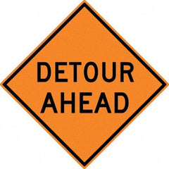 NMC - "Detour Ahead", 30" Wide x 30" High, Aluminum Construction Roadway Signs - 0.08" Thick, Black on Orange, High Intensity Reflectivity, Diamond, Post Mount - Americas Industrial Supply