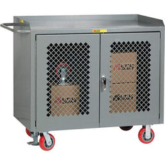 Little Giant - 3,600 Lb Capacity, 2 Shelf, 2 Door Mobile Cabinet Bench - 41" Wide x 24" Deep x 43" High, Steel, Gray - Americas Industrial Supply
