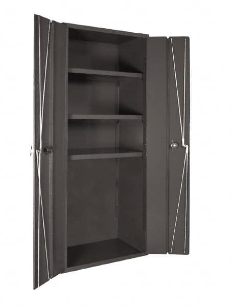 Durham - 3 Shelf Locking Storage Cabinet - Steel, 38" Wide x 26" Deep x 72" High, Gray - Americas Industrial Supply