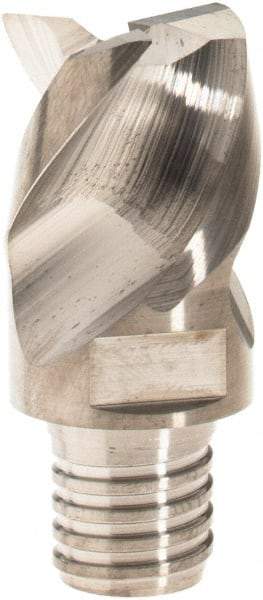 Iscar - MM EA Grade IC08 Carbide End Milling Tip Insert - Uncoated, 3 Flutes, 1" Cutting Diam, 3/4" Depth of Cut, 1.44" Extension, 0.02" Cnr Rad, 40° Helix - Americas Industrial Supply