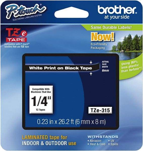 Uni-Ball - 1/4" Wide, Black Label Tape - For Label Maker - Americas Industrial Supply