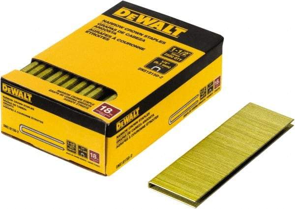 DeWALT - 1-1/2" Long x 1/4" Wide, 18 Gauge Crowned Construction Staple - Steel, Copper Finish, Chisel Point - Americas Industrial Supply