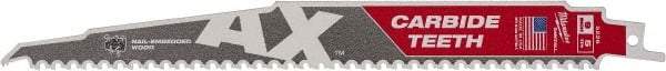 Milwaukee Tool - 9" Long x 1" Thick, Bi-Metal Reciprocating Saw Blade - Tapered Profile, 5 TPI, Toothed Edge, Universal Shank - Americas Industrial Supply