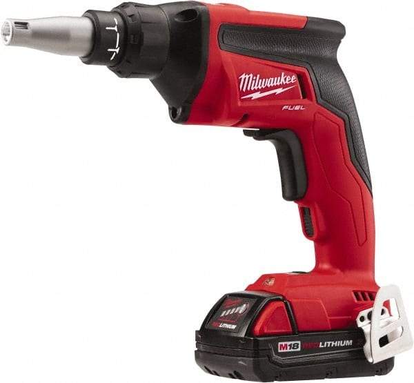 Milwaukee Tool - 18 Volt Pistol Grip Cordless Screwdriver - 0 to 4,500 RPM, 124 In/Lb Torque, Lithium-Ion Battery - Americas Industrial Supply