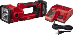 Milwaukee Tool - 18 Volts, 1250 Lumens, Cordless Work Light - Red, 7 hr Run Time - Americas Industrial Supply