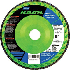 Norton - 120 Grit, 6" Disc Diam, 7/8" Center Hole, Type 27 Zirconia Alumina Flap Disc - 10,200 Max RPM, Cloth Backing, Arbor Attaching System, Coated - Americas Industrial Supply