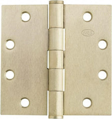 IVES - 4-1/2" Long x 4-1/2" Wide x 1.34" Thick, Stainless Steel Full Mortise Ball Bearing Hinge - Satin Chrome Finish, 5 Knuckles, 8 Holes - Americas Industrial Supply