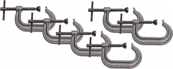 Wilton - Regular-Duty 4-1/4" Max Opening, 3-1/4" Throat Depth, Forged Steel Standard C-Clamp - 6,200 Lb Capacity, 0" Min Opening, Deep Throat - Americas Industrial Supply