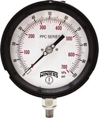 Winters - 4-1/2" Dial, 1/4 Thread, 0-100 Scale Range, Pressure Gauge - Bottom Connection Mount, Accurate to ±0.5% of Scale - Americas Industrial Supply