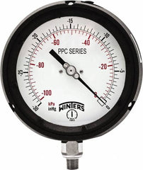 Winters - 4-1/2" Dial, 1/4 Thread, 30-0 Hg VAC Scale Range, Pressure Gauge - Bottom Connection Mount, Accurate to ±0.5% of Scale - Americas Industrial Supply