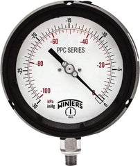 Winters - 4-1/2" Dial, 1/4 Thread, 30" HG Vac Scale Range, Pressure Gauge - Bottom Connection Mount, Accurate to ±0.5% of Scale - Americas Industrial Supply