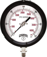 Winters - 4-1/2" Dial, 1/4 Thread, 0-600 Scale Range, Pressure Gauge - Bottom Connection Mount, Accurate to ±0.5% of Scale - Americas Industrial Supply