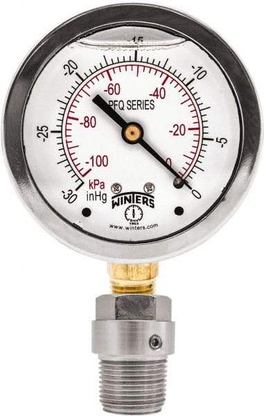 Winters - 2-1/2" Dial, 1/4 Thread, 0-2,000 Scale Range, Pressure Gauge - Bottom Connection Mount, Accurate to 1.5% of Scale - Americas Industrial Supply